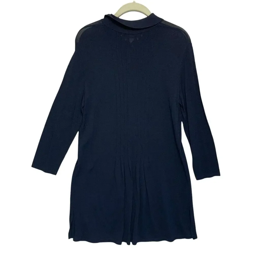 Nino Columbo Long Sleeve Stretch Lagenlook Mini Dress Women's Sz 38 (M) Navy - Picture 2 of 6